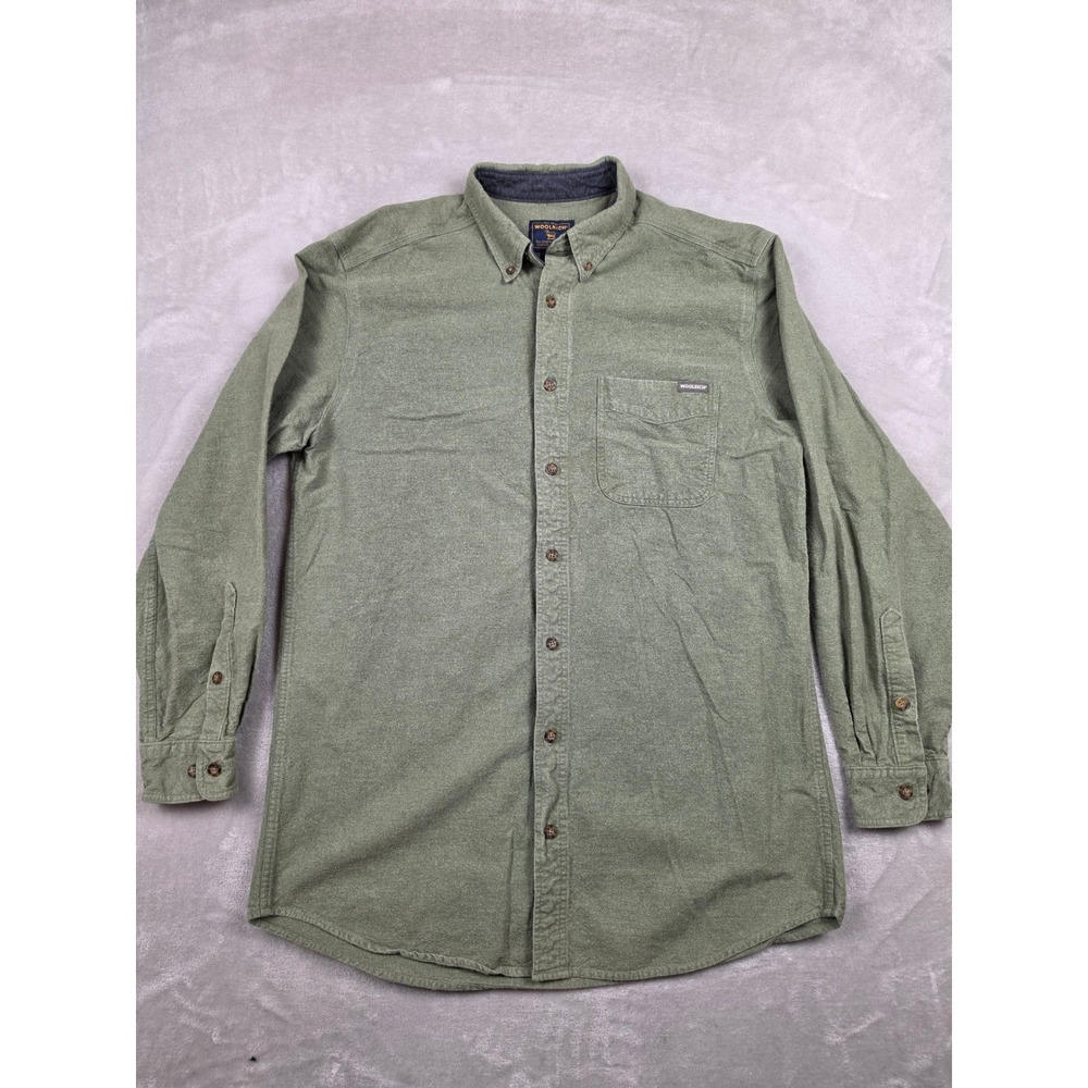 Woolrich Flannel Shirt Mens LT Sage Heather Green Cotton Button Down Pilling